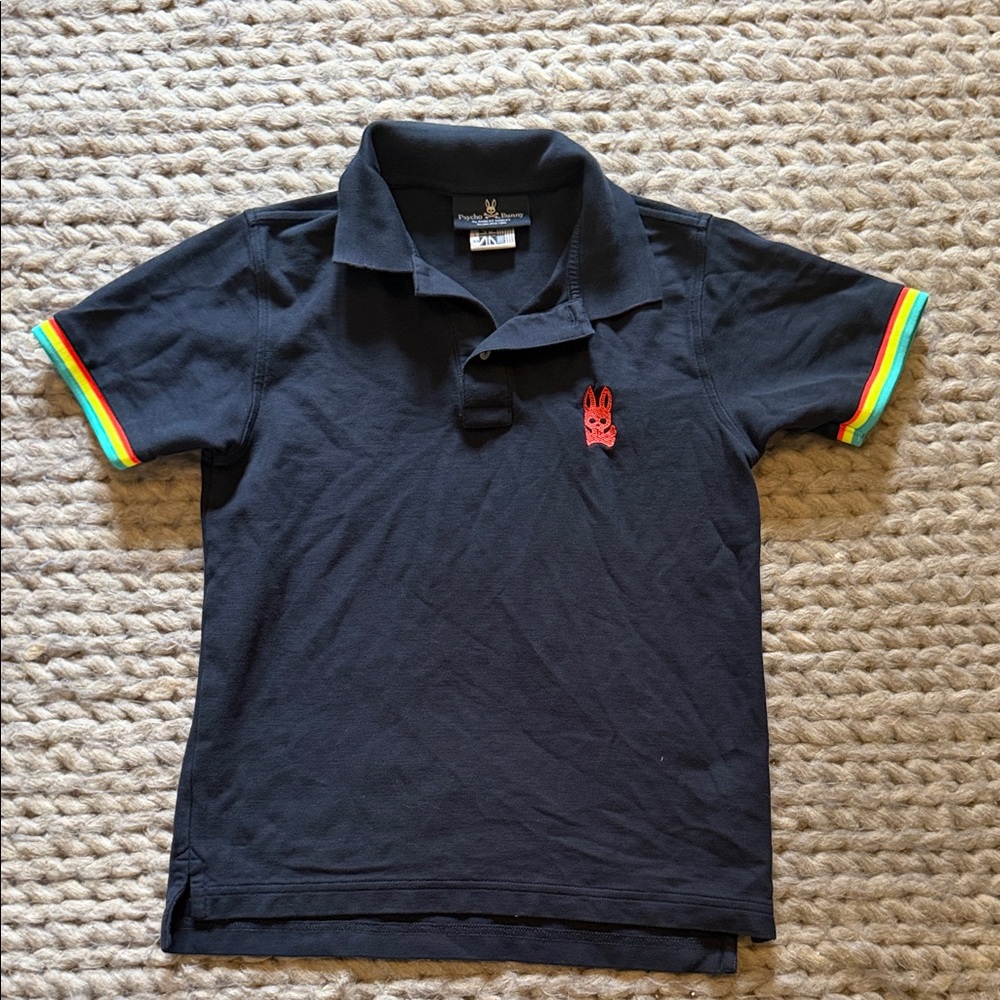 Psycho Bunny Boys navy Polo with neon Trim